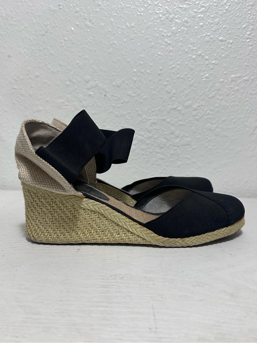 Lauren Ralph Lauren Espadrille Wedge Sandals - Black and Natural- Charla
